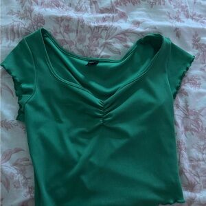 Green Ruched Women's Top